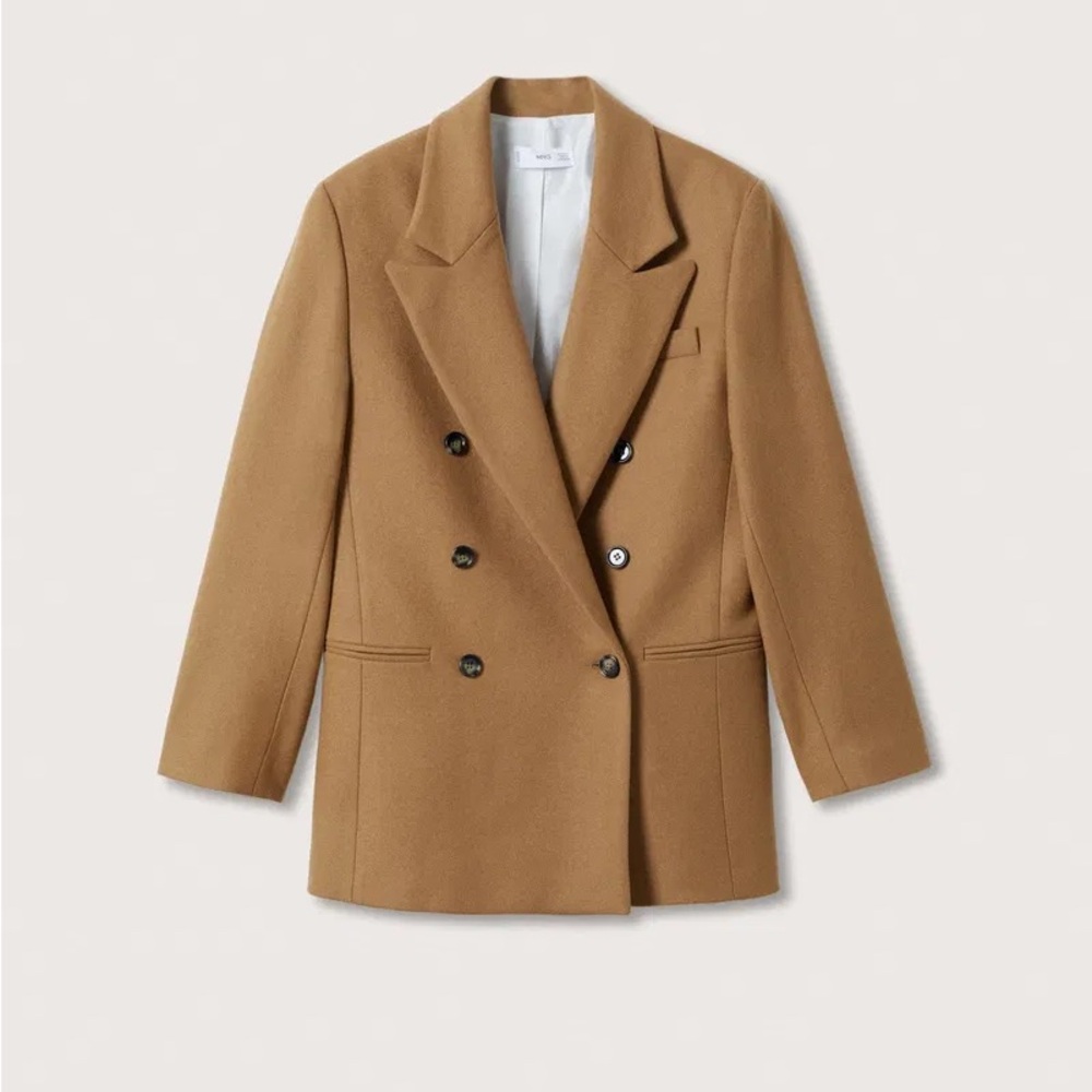 Mango Oversized Woolen Double Breasted Blazer Size M